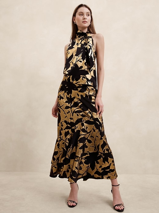 Lamé Tiered Maxi Skirt | Banana Republic Factory