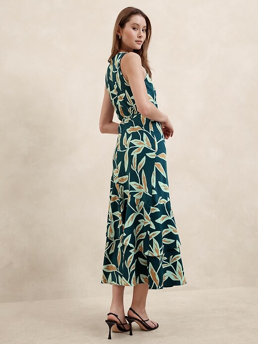 banana republic tiered midi dress Banana Republic Pleated Tiered Midi Dress, Multi-Color SIZE 14 #493392 T0415