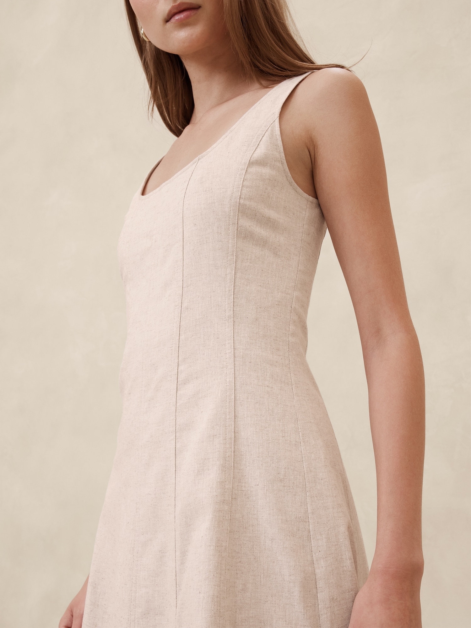 Linen-Blend Midi Dress