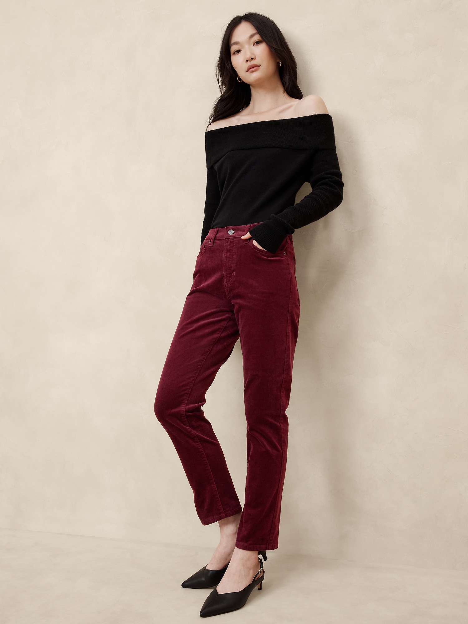 High-Rise Slim Corduroy Pant