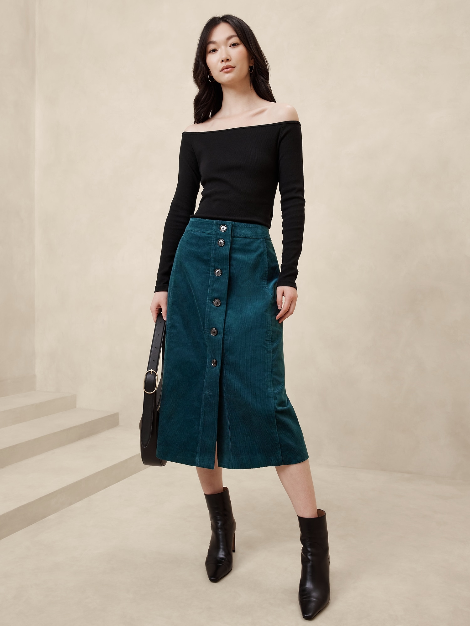 Corduroy Midi Skirt