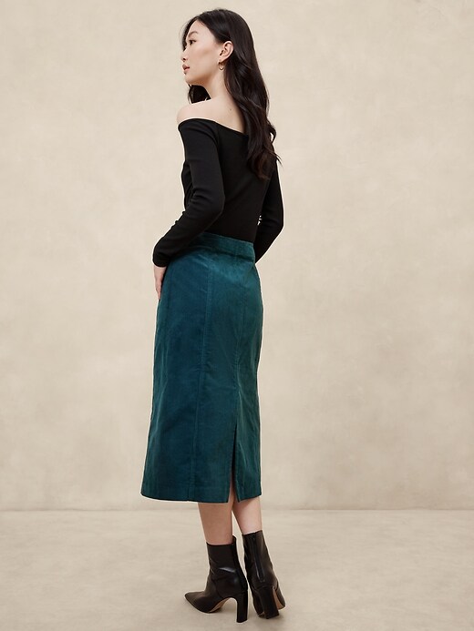 【BAON】Cuff corduroy midi skirt Corduroy Midi Skirt | Banana Republic Factory
