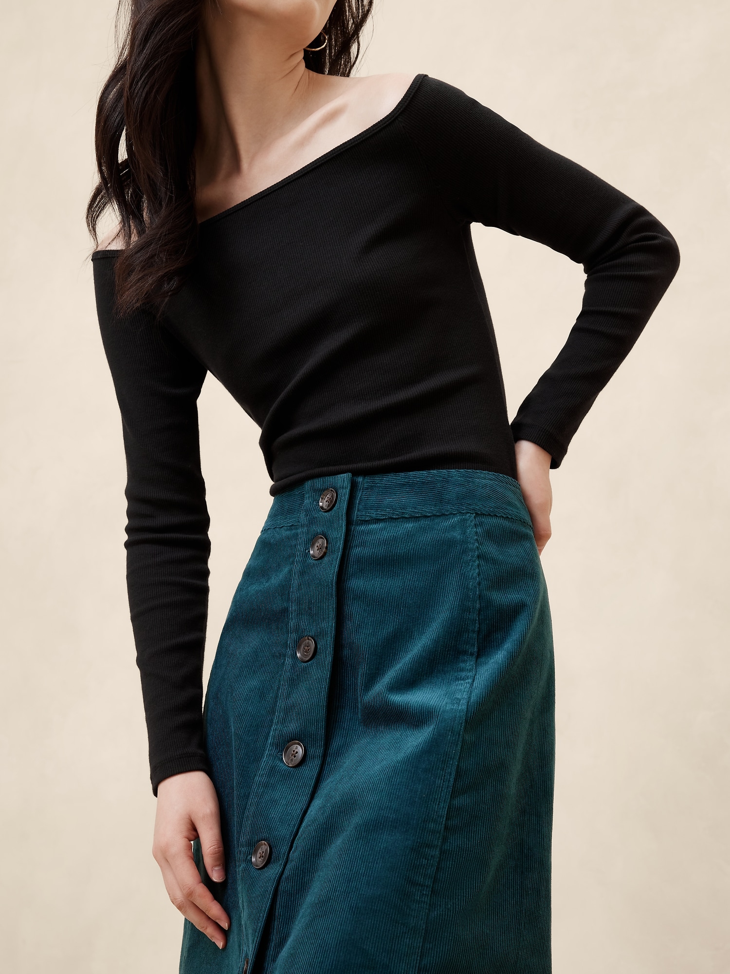 Corduroy Midi Skirt