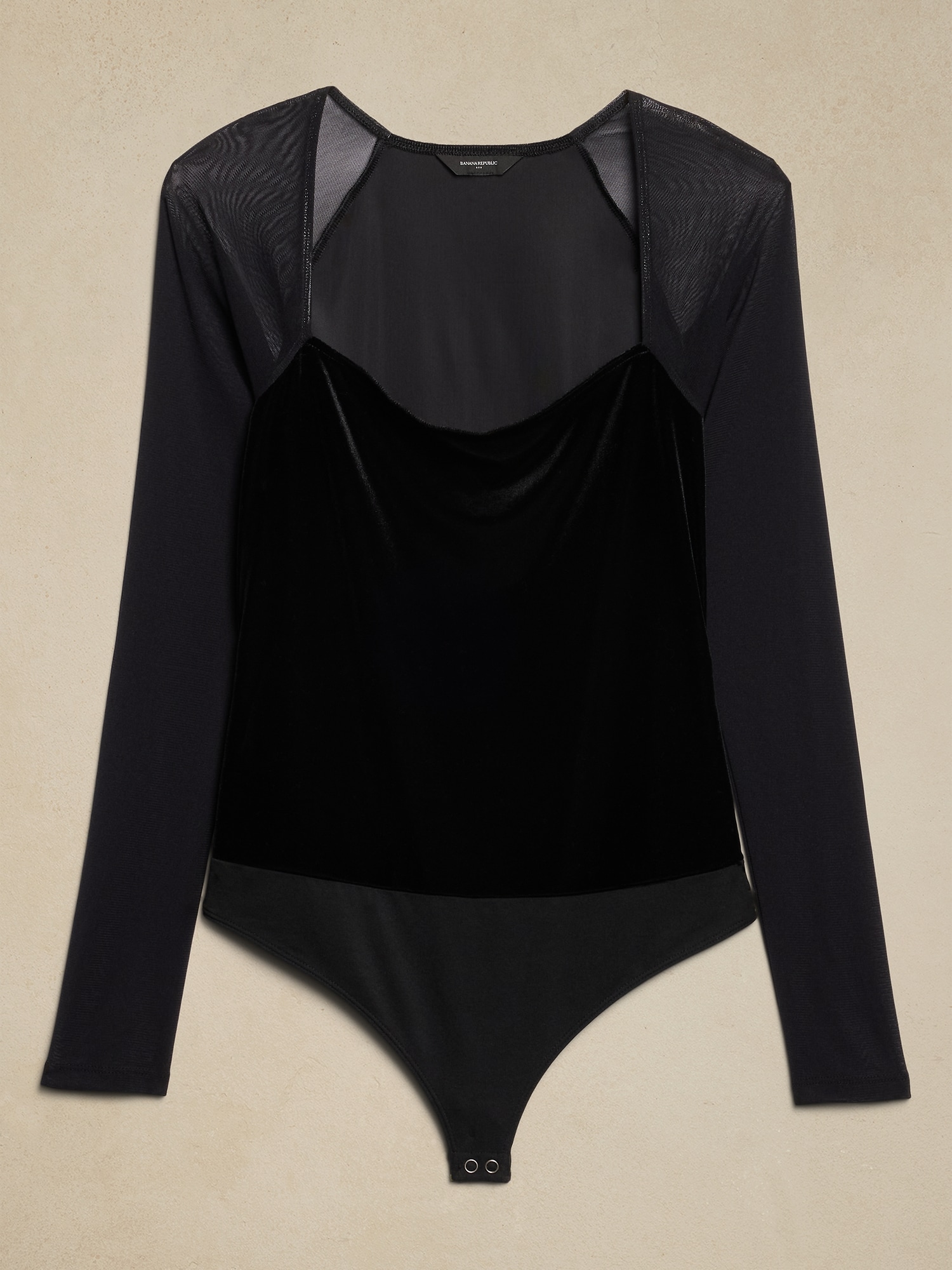 Square-Neck Velvet Bodysuit