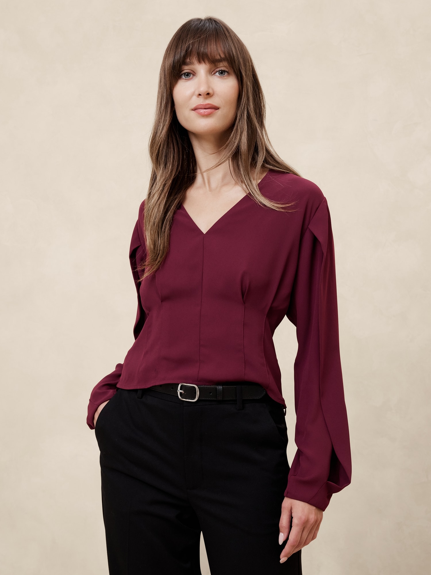 Draped-Sleeve Top