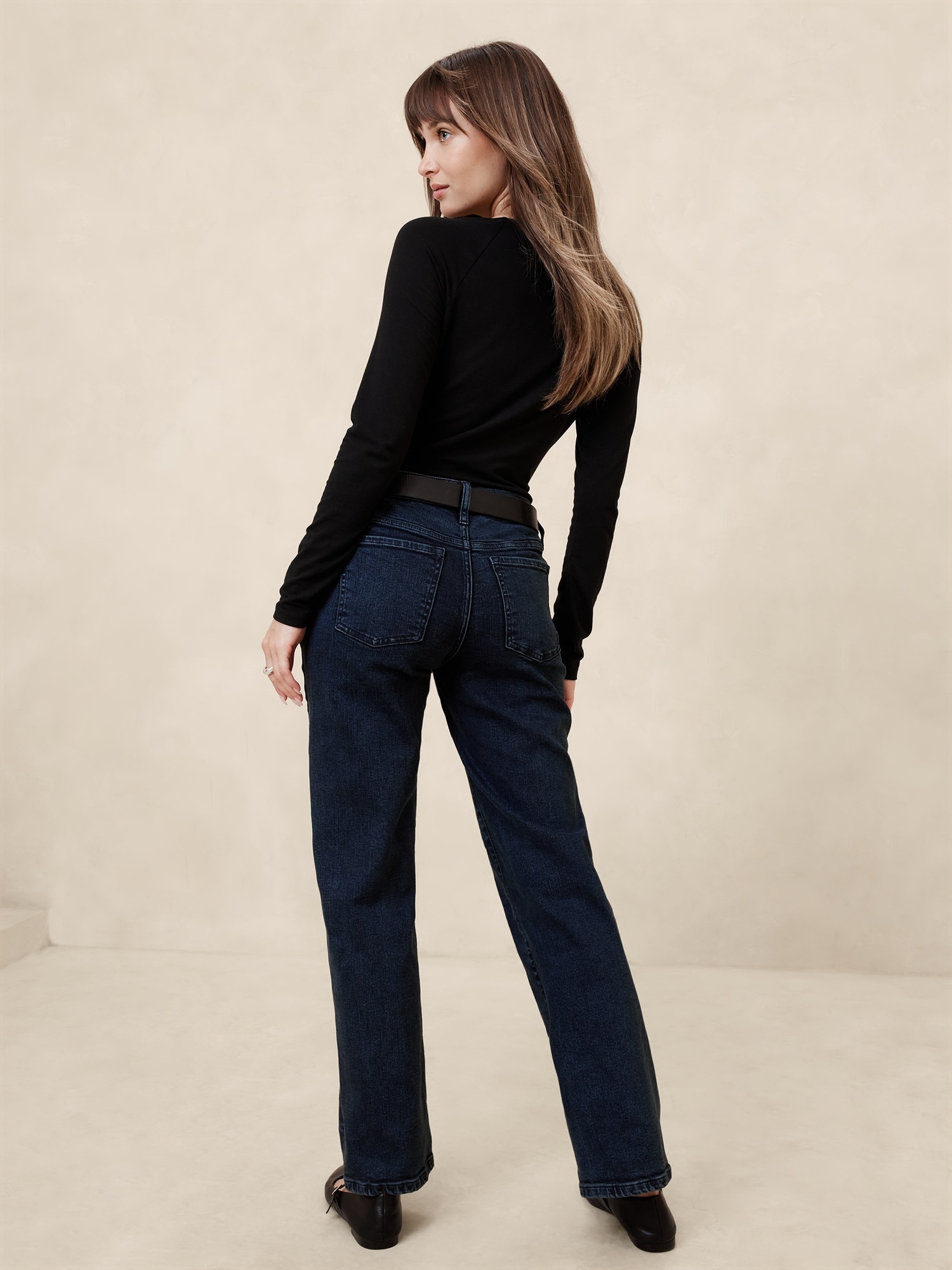 Mid-Rise Straight Pintuck Jean