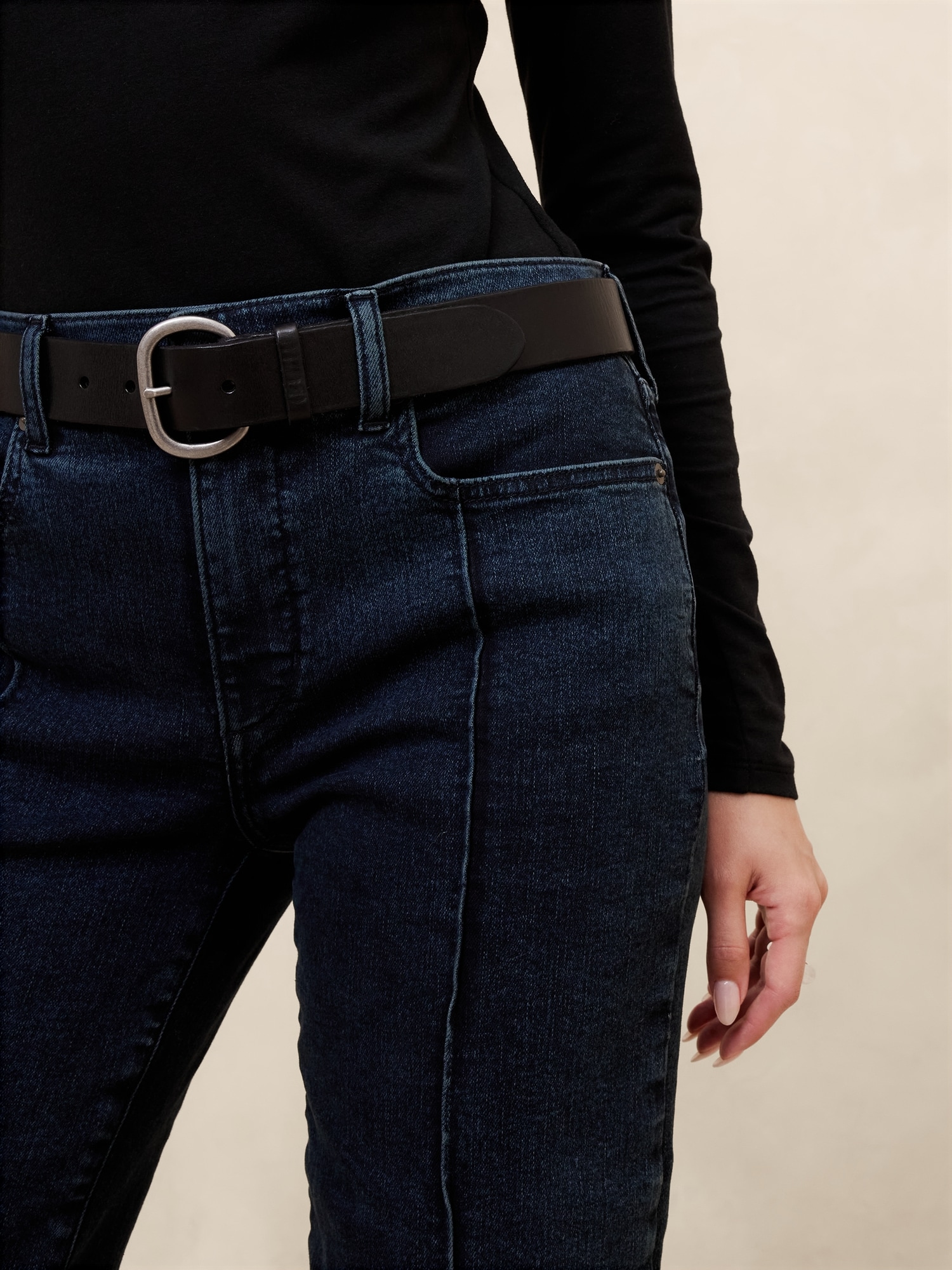 Mid-Rise Straight Pintuck Jean