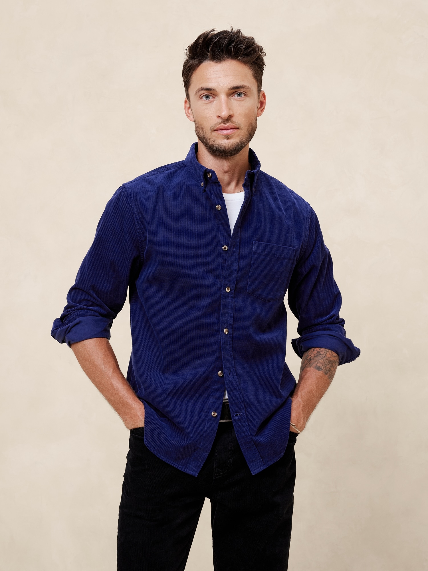 Slim Textured Corduroy Shirt