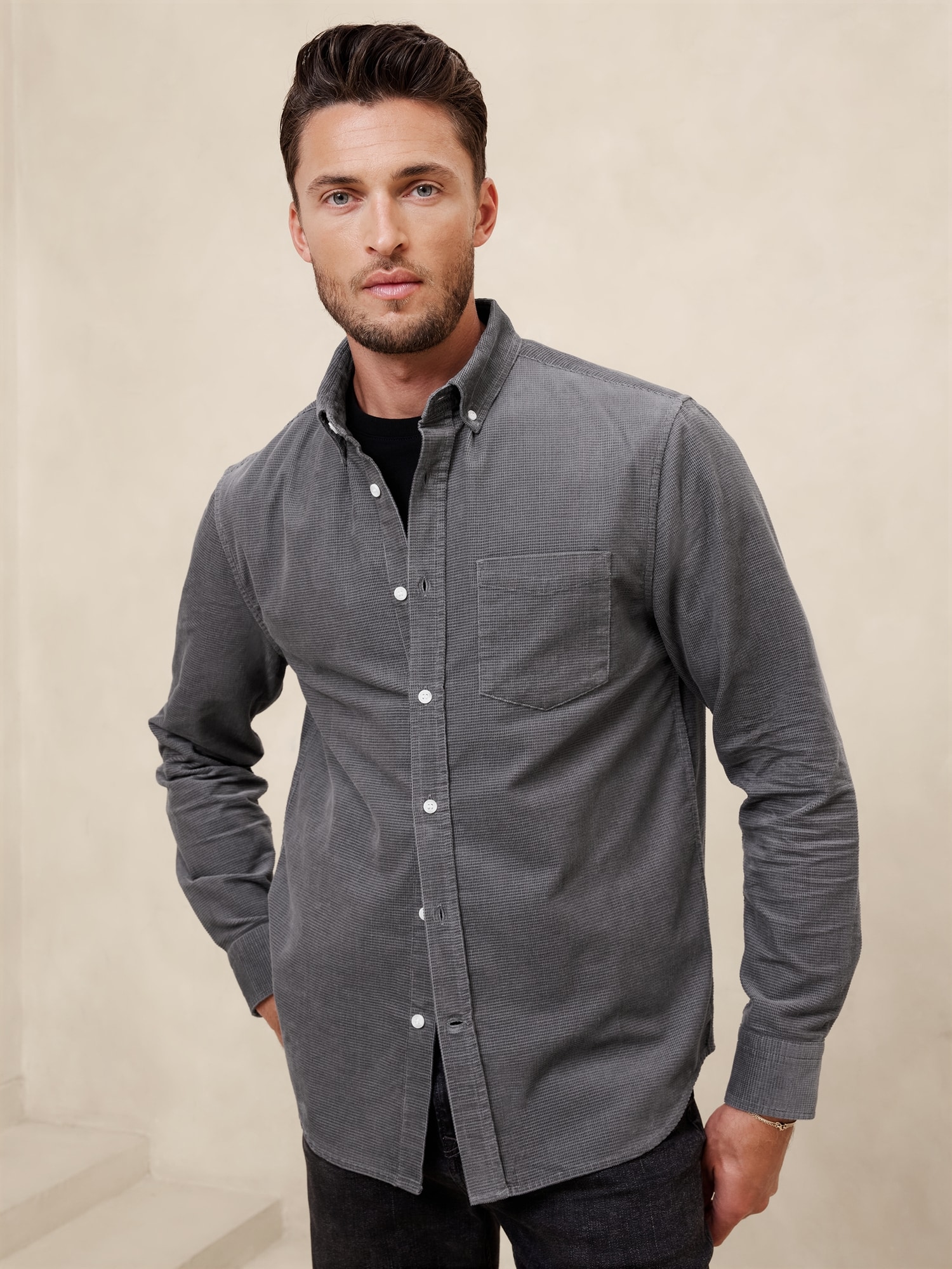 Slim Textured Corduroy Shirt