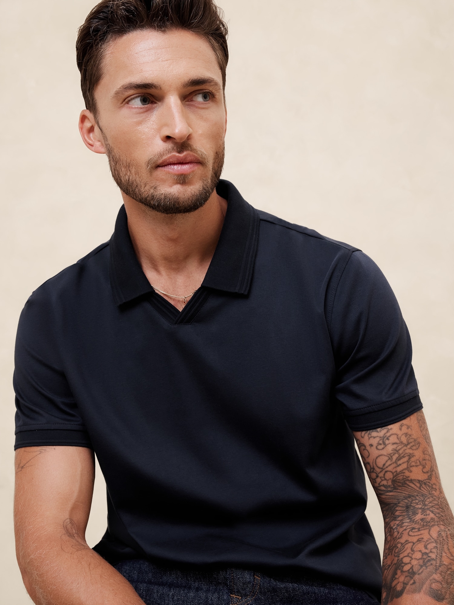 Luxe Touch Johnny Collar Shirt