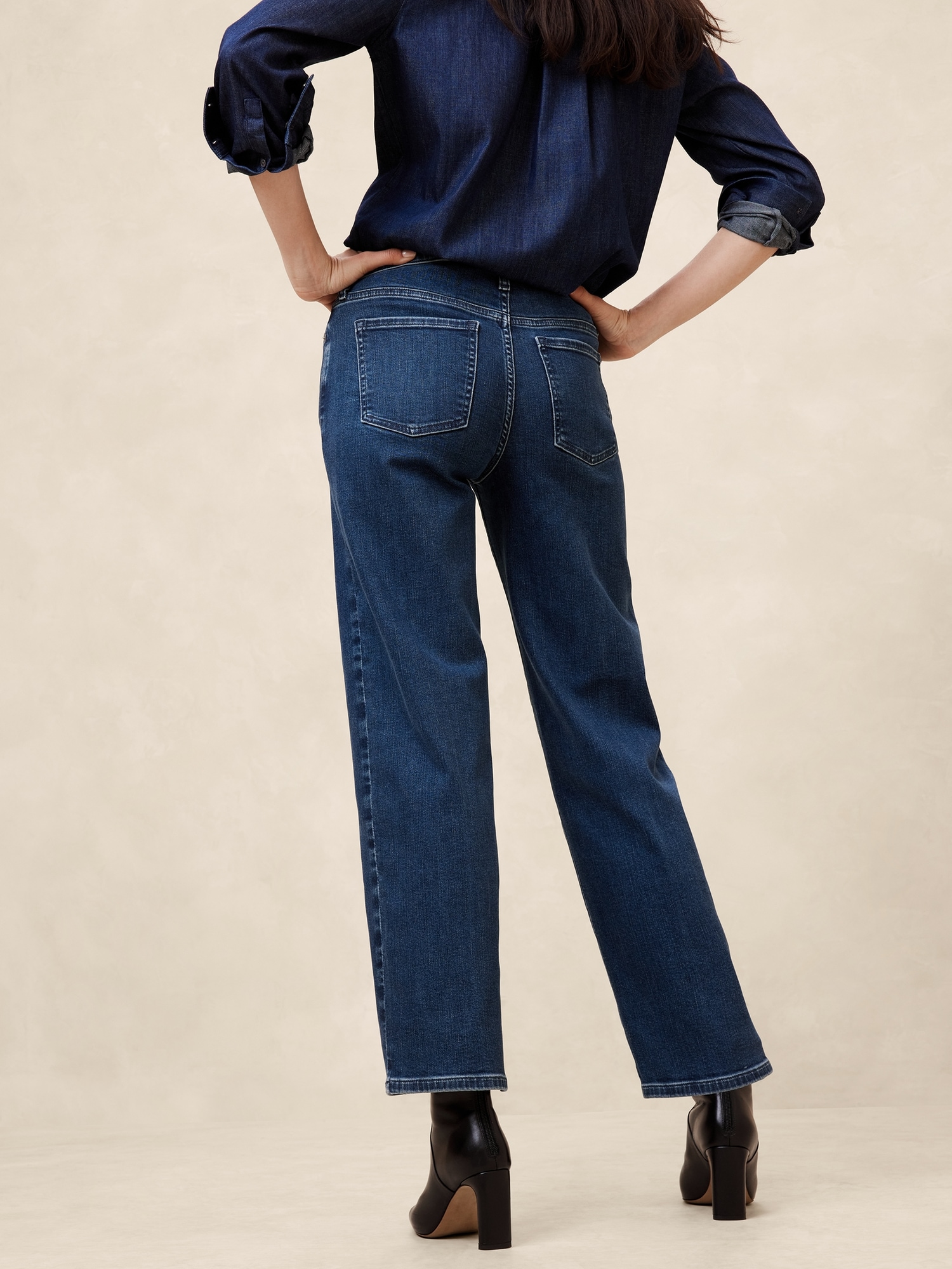 Mid-Rise Straight Pintuck Jean