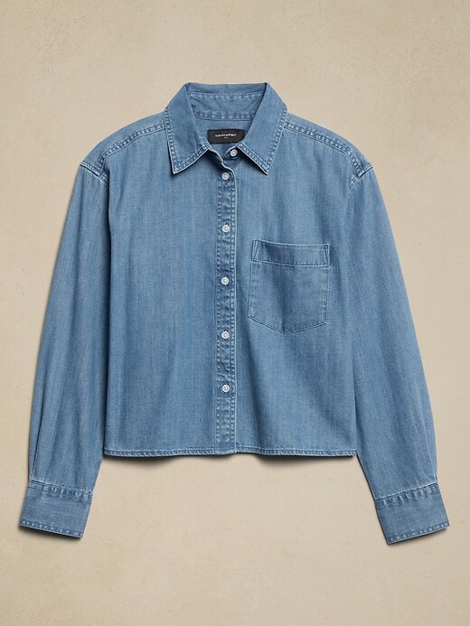 【2plan】Forev Overfit Crop Denim Shirt TRF DENIM CROP SHIRT - Light blue | ZARA United States
