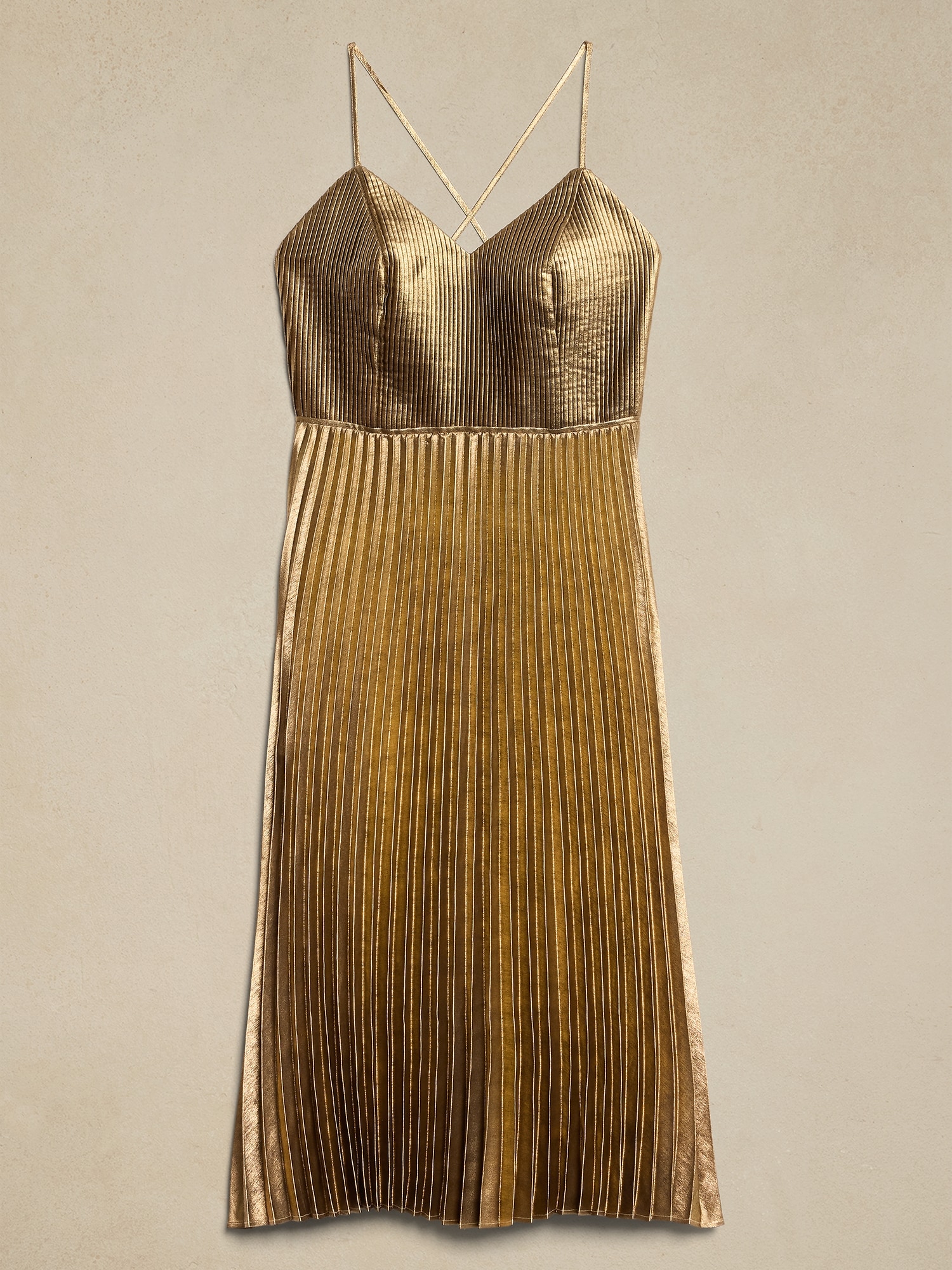 Banana republic metallic pleated dress online