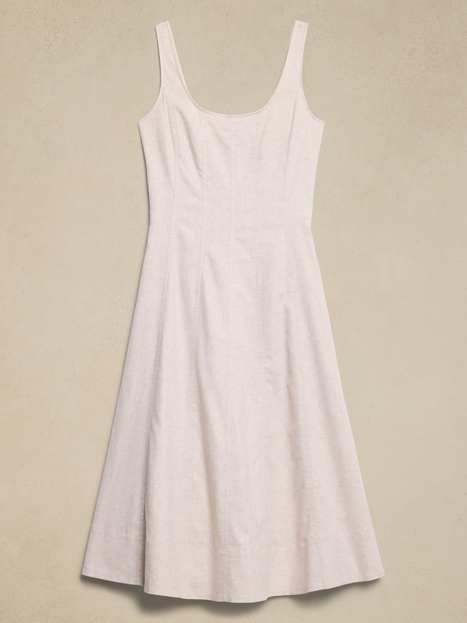 Linen-Blend Midi Dress