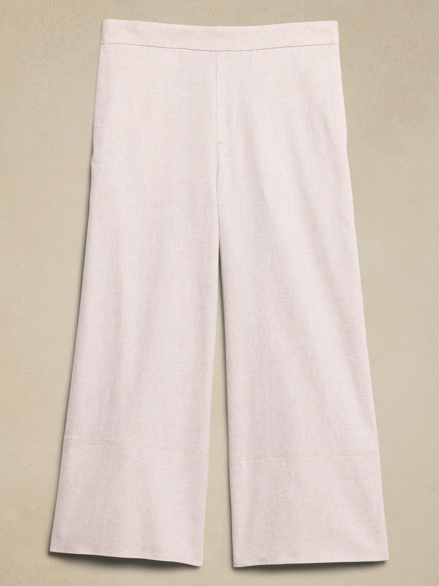 Linen-Blend Easy Wide-Leg Cropped Pant