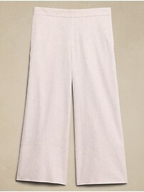Wide-Leg Linen-Blend Cropped Pull-On Pant
