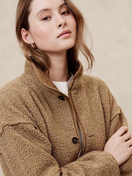 Reversible Vegan Suede Sherpa Jacket | Banana Republic Factory