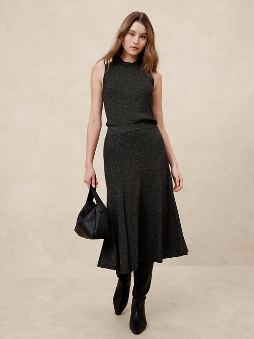 1 of 8 showing, with the color Black of product Lurex Midi Sweater Skirt
