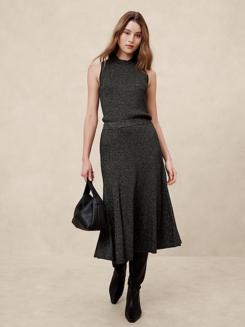 Lurex Midi Sweater Skirt