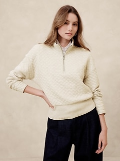 【こうすけ】 BANANA REPUBLIC Quilted Quarter-Zip Sweatshirt | Banana Republic Factory