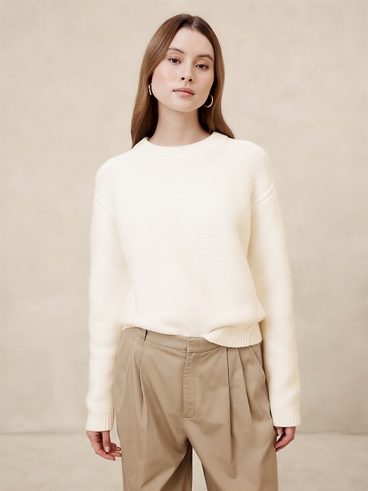 ★★ ★★ Seersucker textured sweater T12F1KPO1 Cozy Textured Sweater | Banana Republic Factory