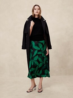 Midi Slip Printed Satin Midi Long Floral Satin Skirt Midi Slip