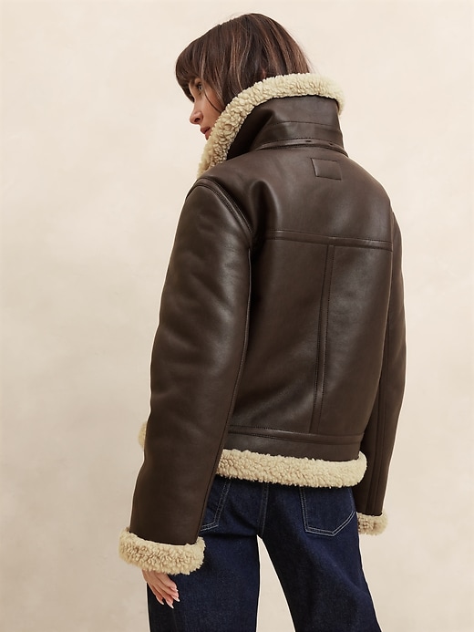 Vegan Leather Shearling Bomber Jacket | Banana Republic Factory