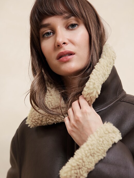 Vegan Leather Shearling Bomber Jacket | Banana Republic Factory