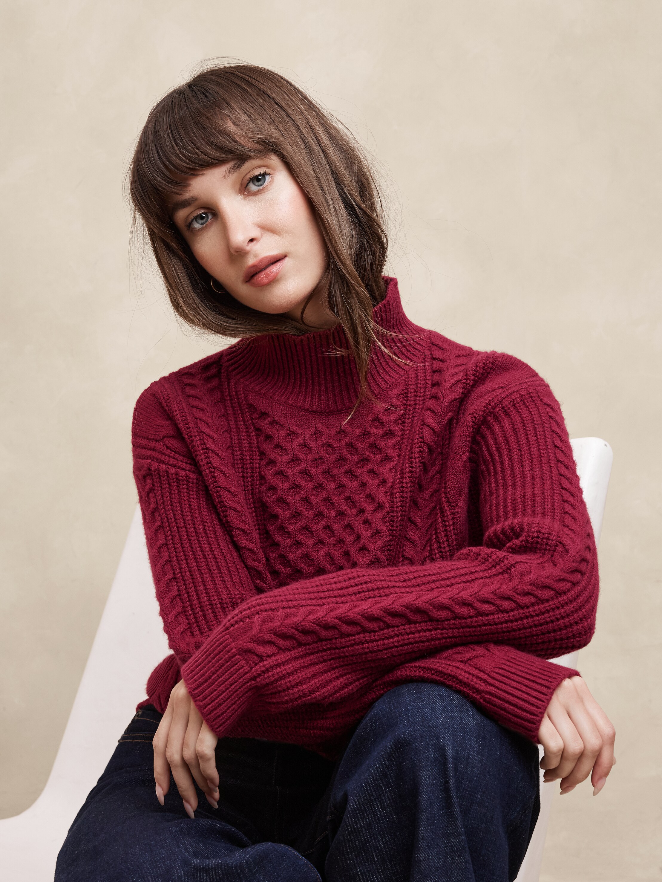 【THE MOZZ】True Turtleneck Cable One Piece Cable Knit Jumpsuit Dark Grey - Onepiece