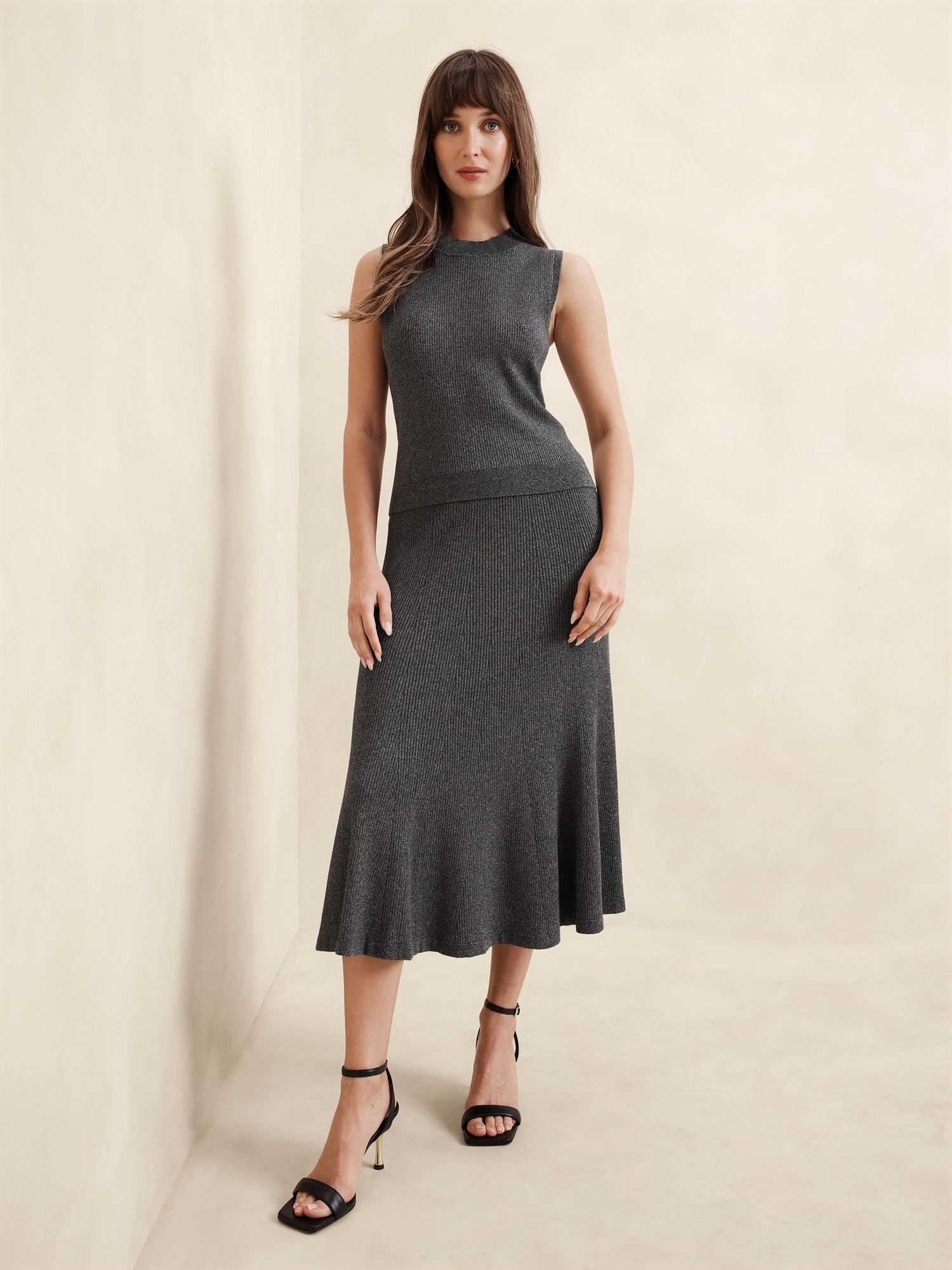 Lurex Midi Sweater Skirt