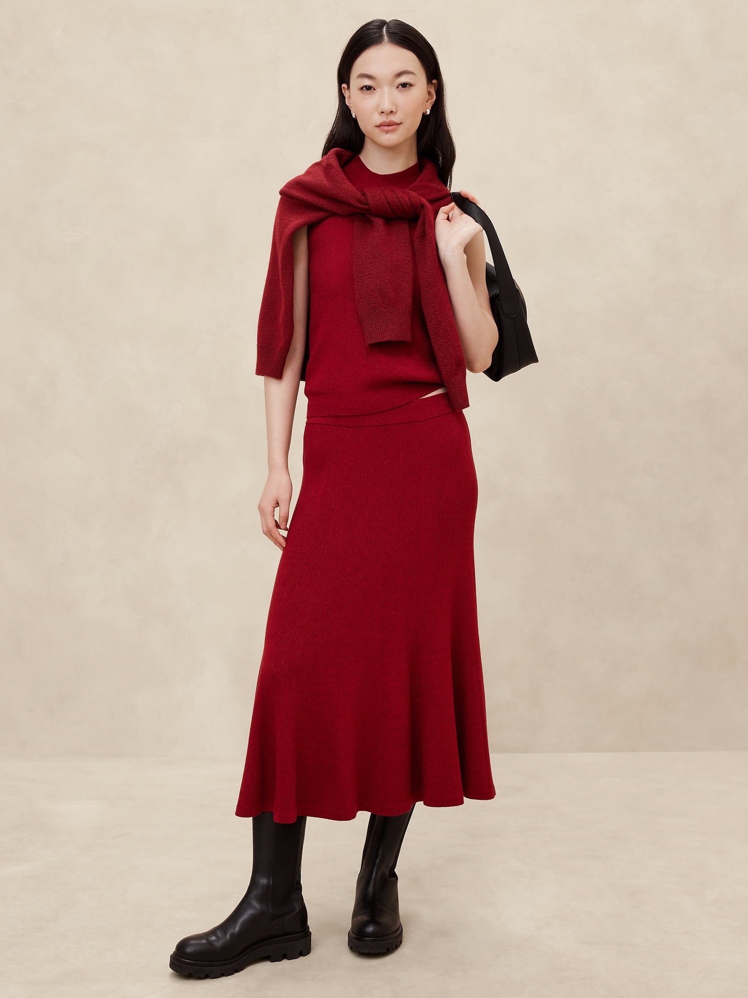 Lurex Midi Sweater Skirt