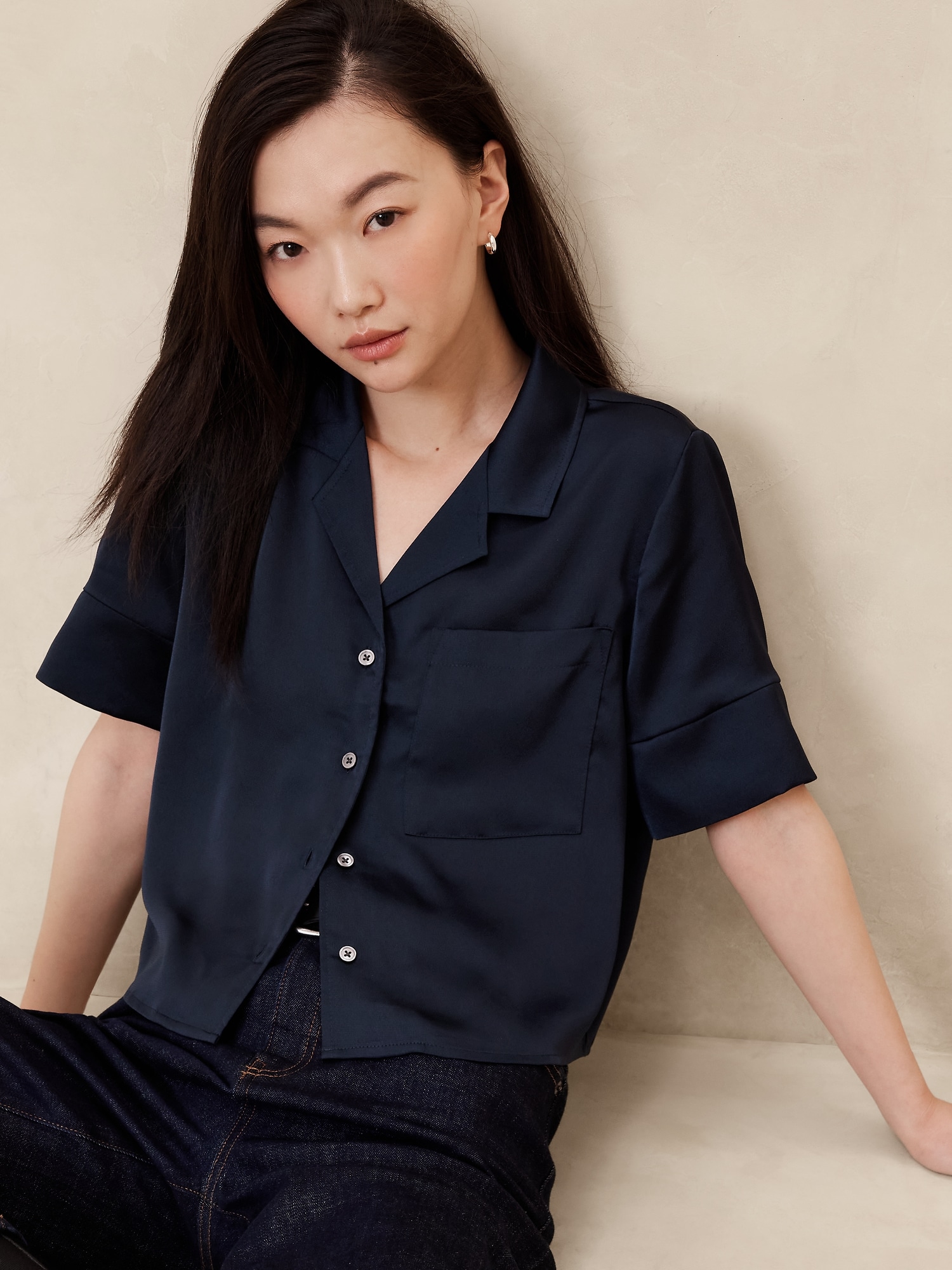 Silky Cropped Shirt