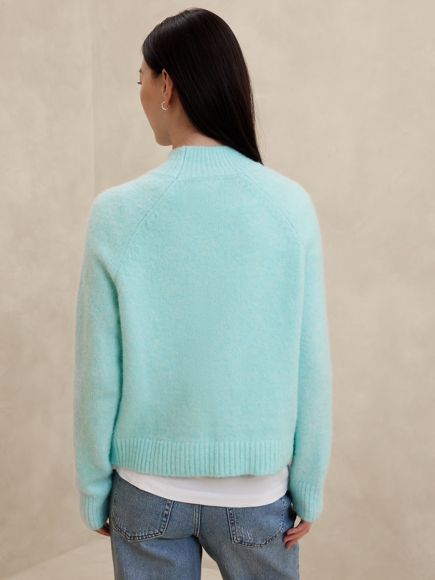 Fuzzy Mock-Neck Sweater