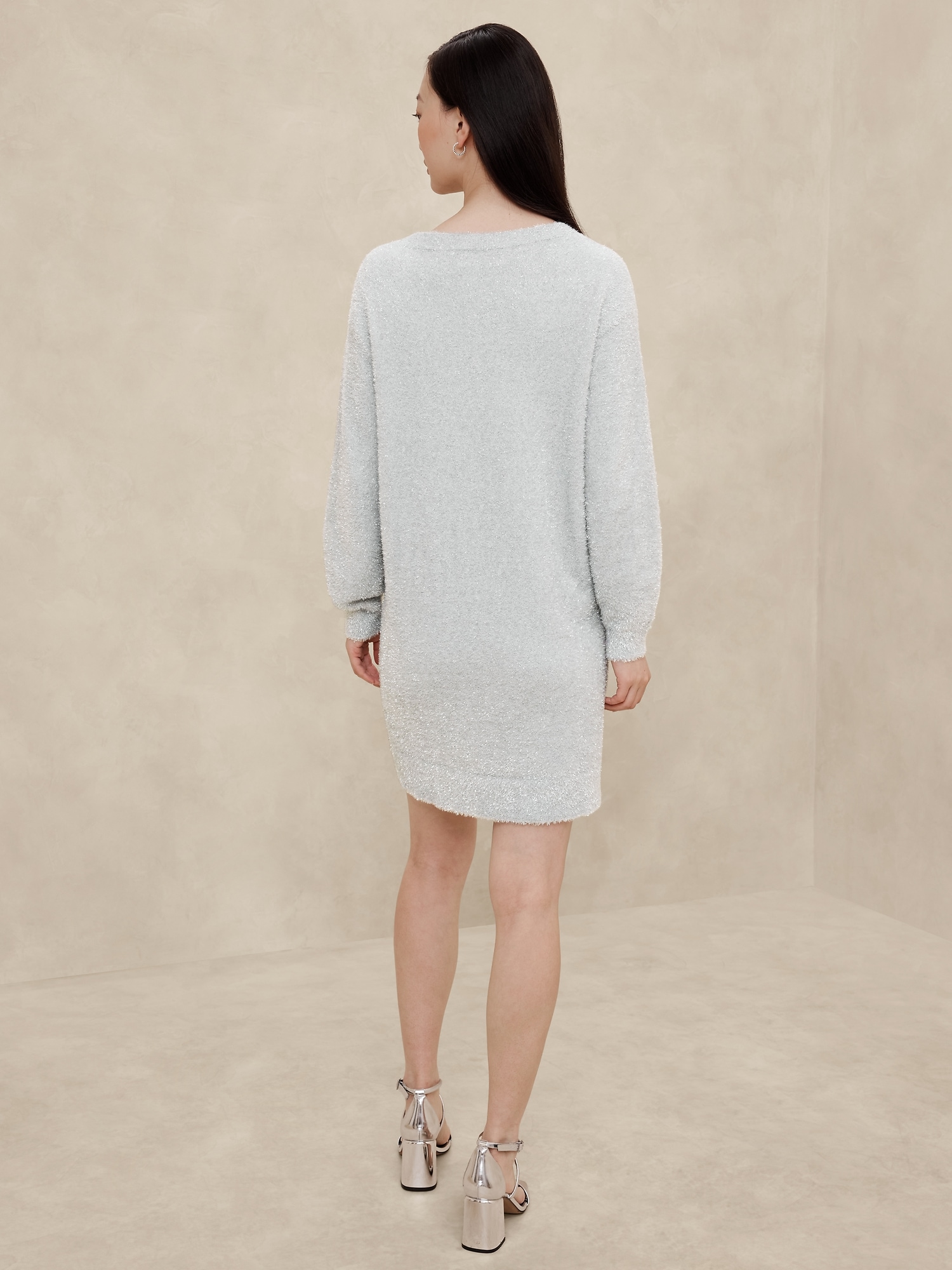 Plush Metallic Mini Sweater Dress