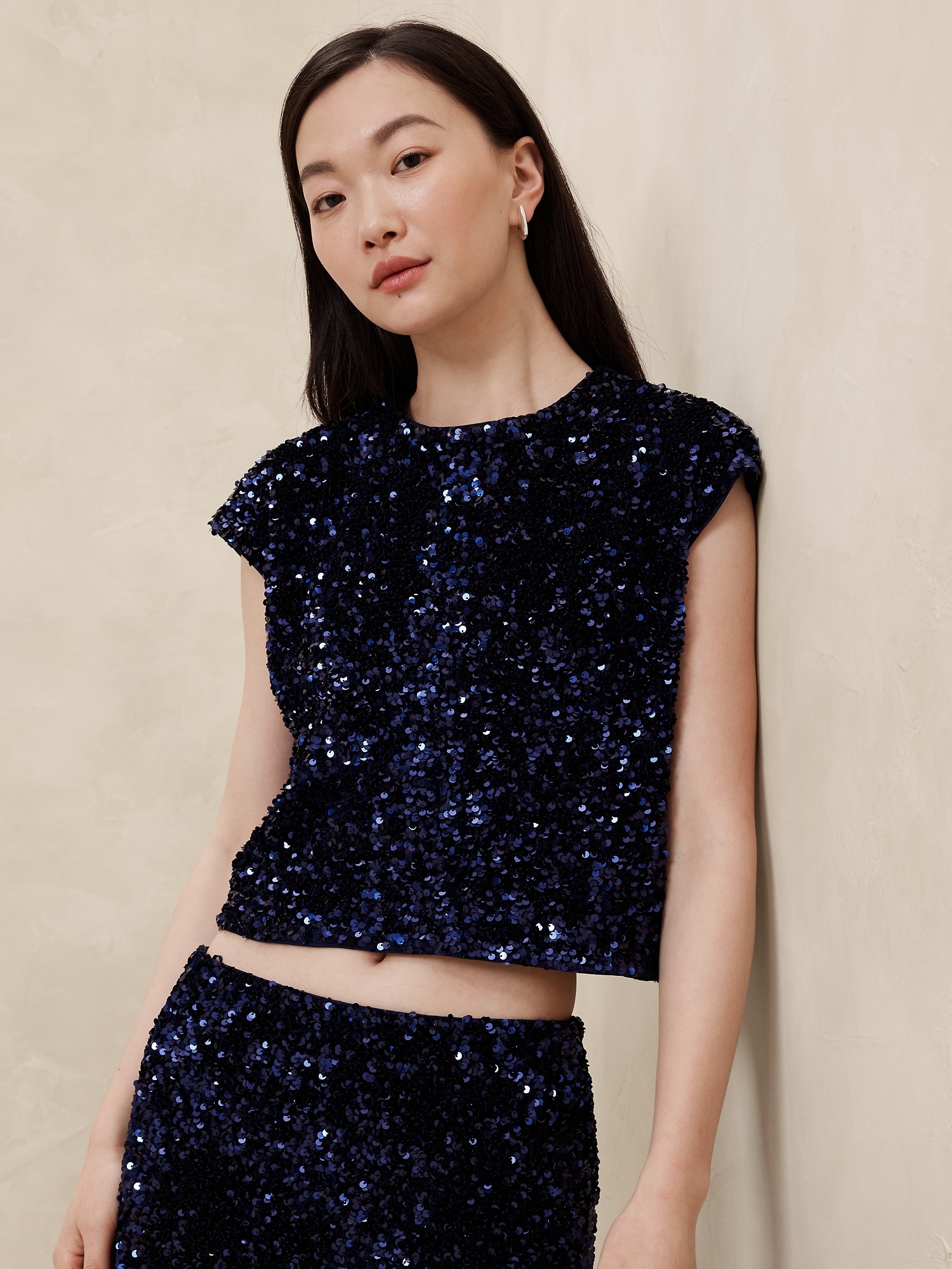 Sequin Cropped Top