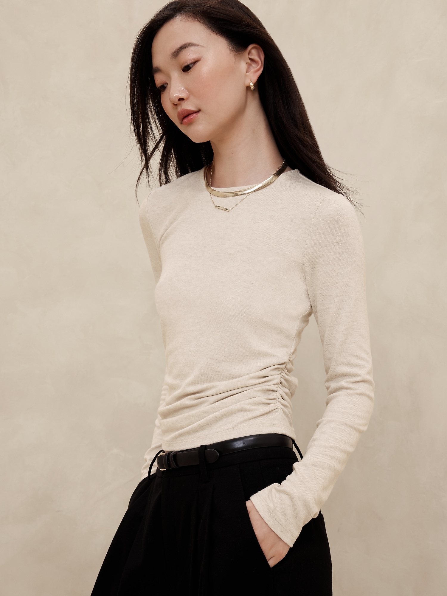 Soft Luxe Shirred-Waist Top