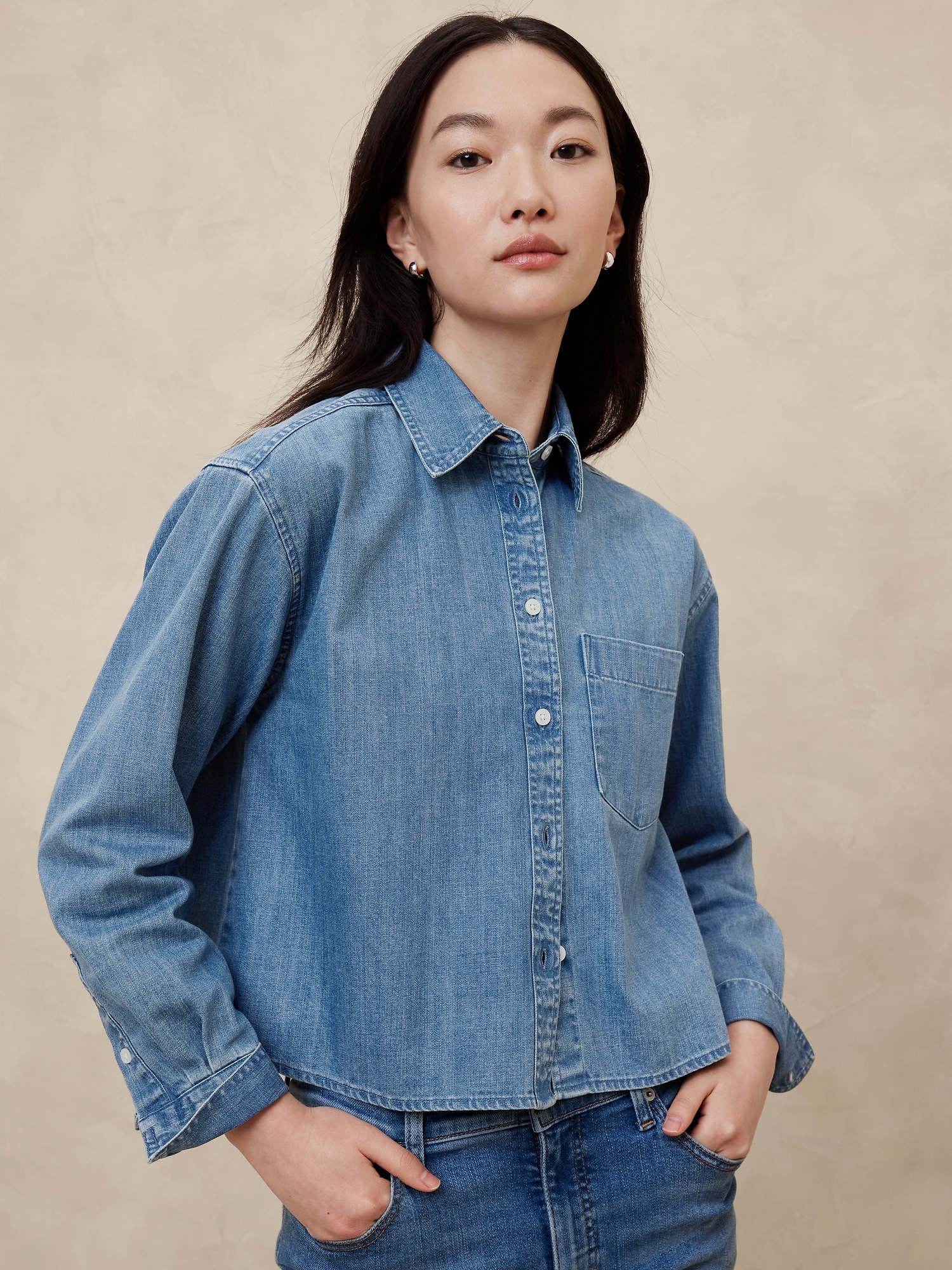 Cropped Denim Shirt