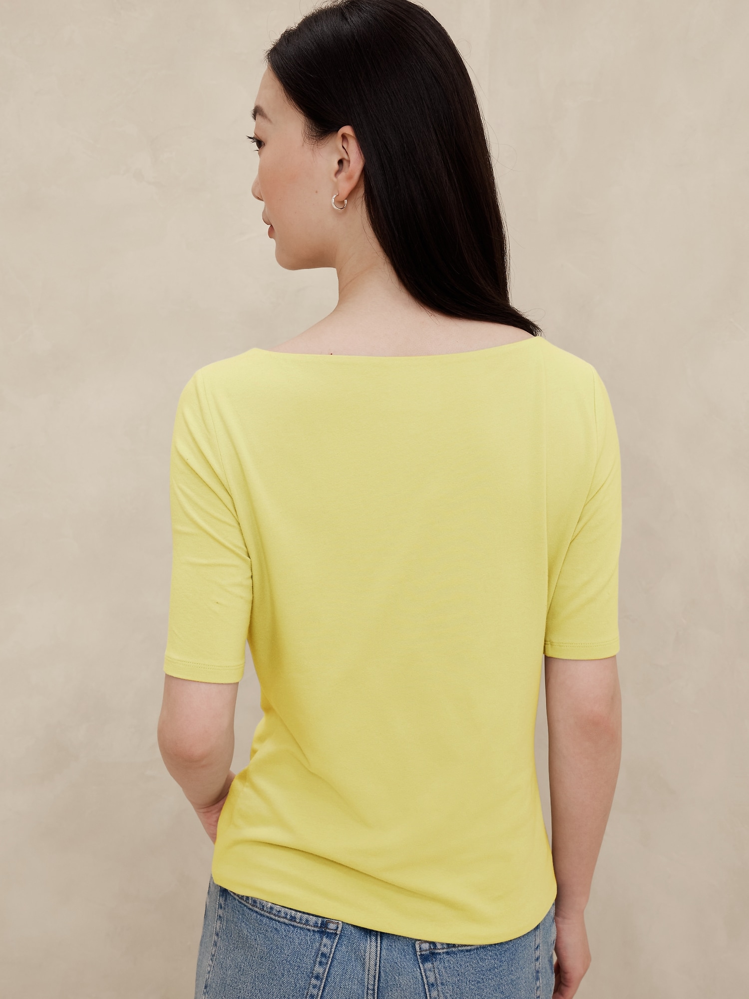 Soft Stretch Elbow-Sleeve Top