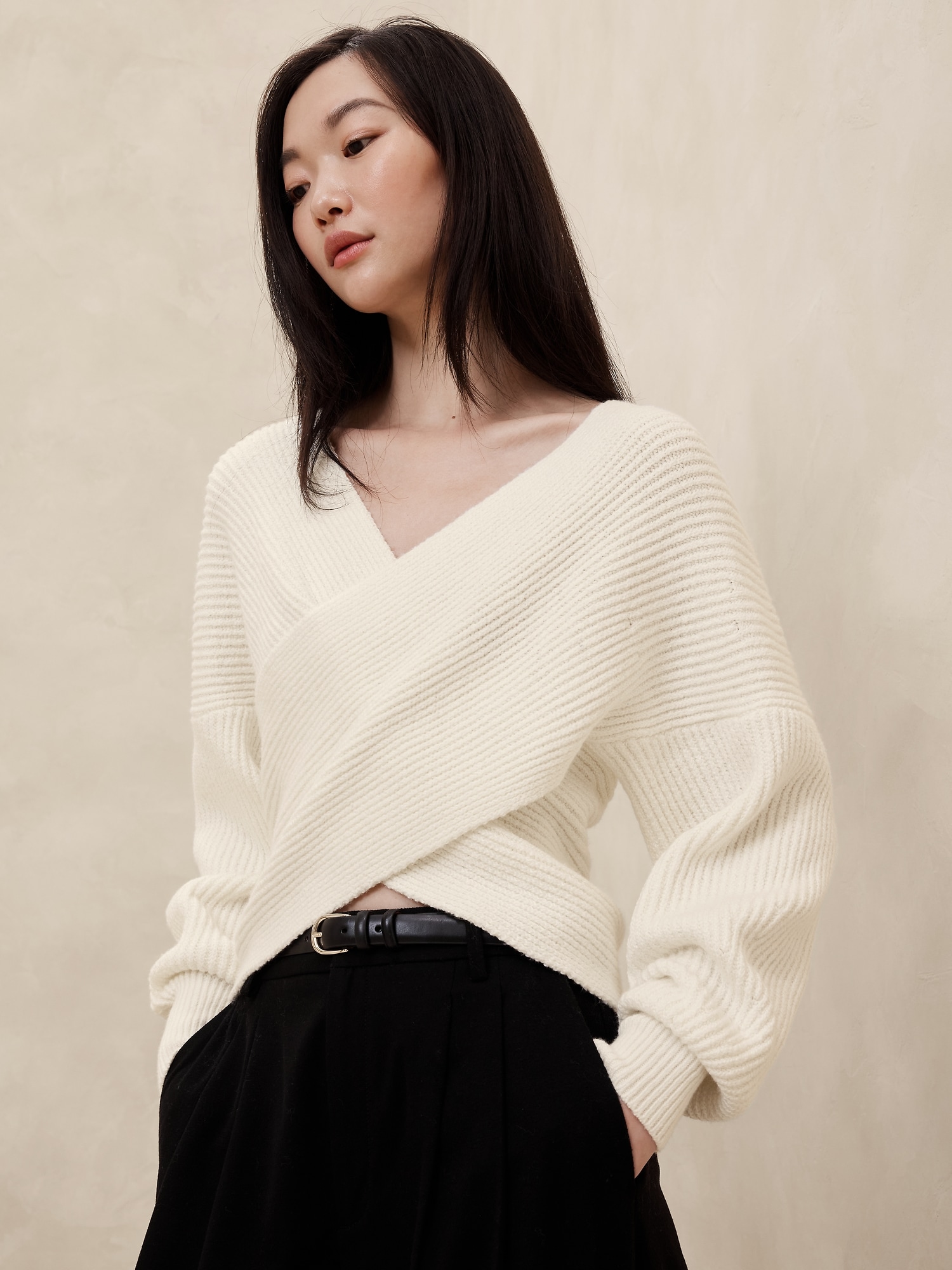 Wrap Sweater - White