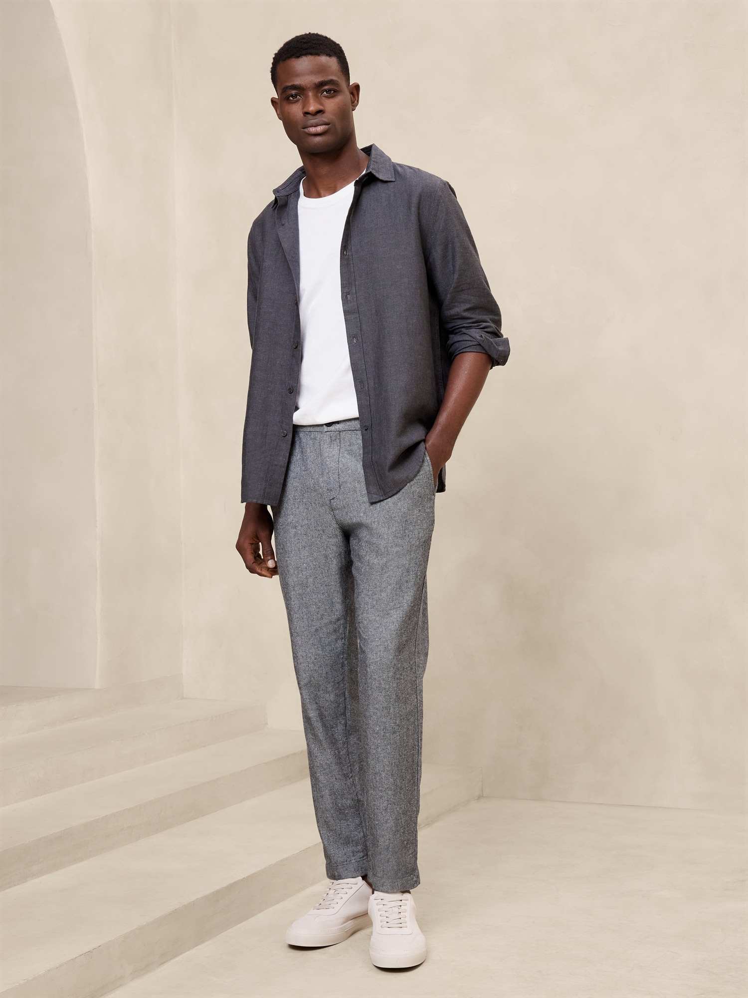 Athletic-Fit Linen-Blend Pant