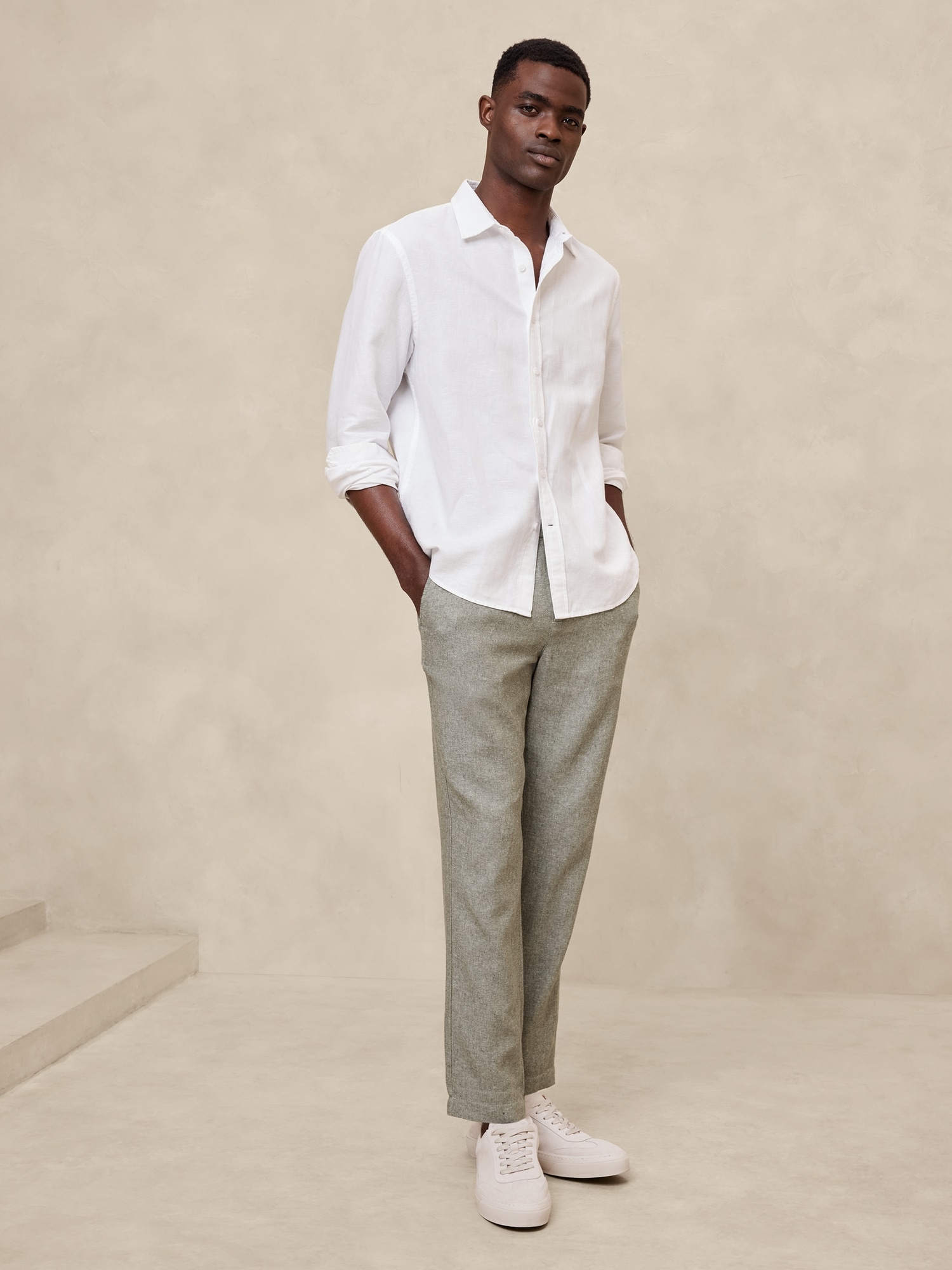 Athletic-Fit Linen-Blend Pant