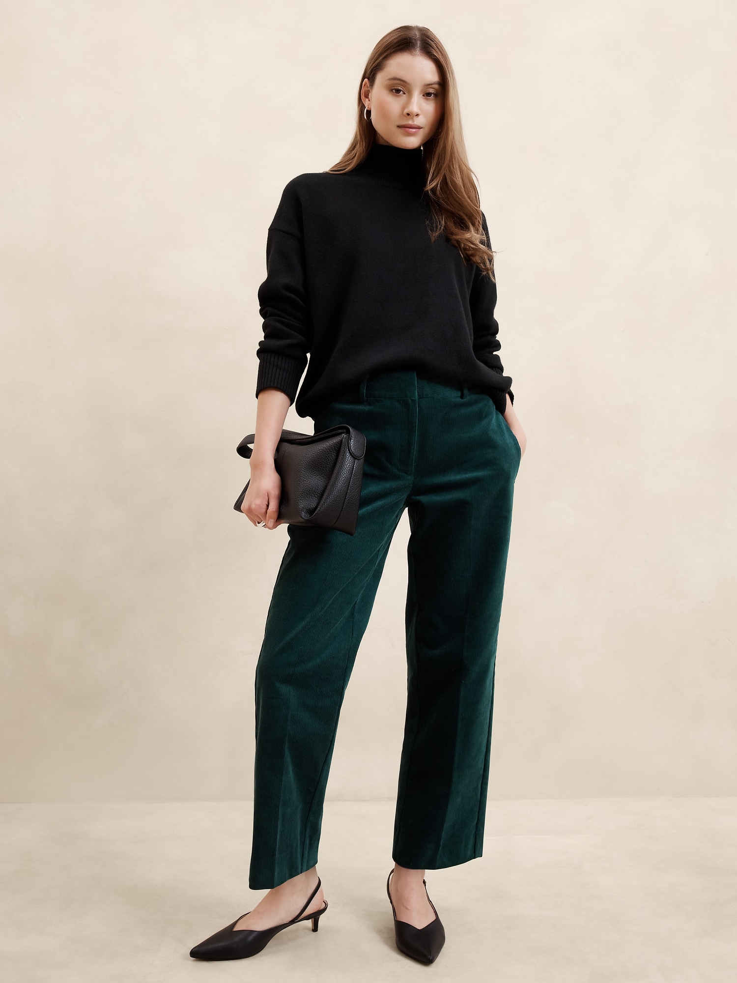 Corduroy Straight Trouser - Green