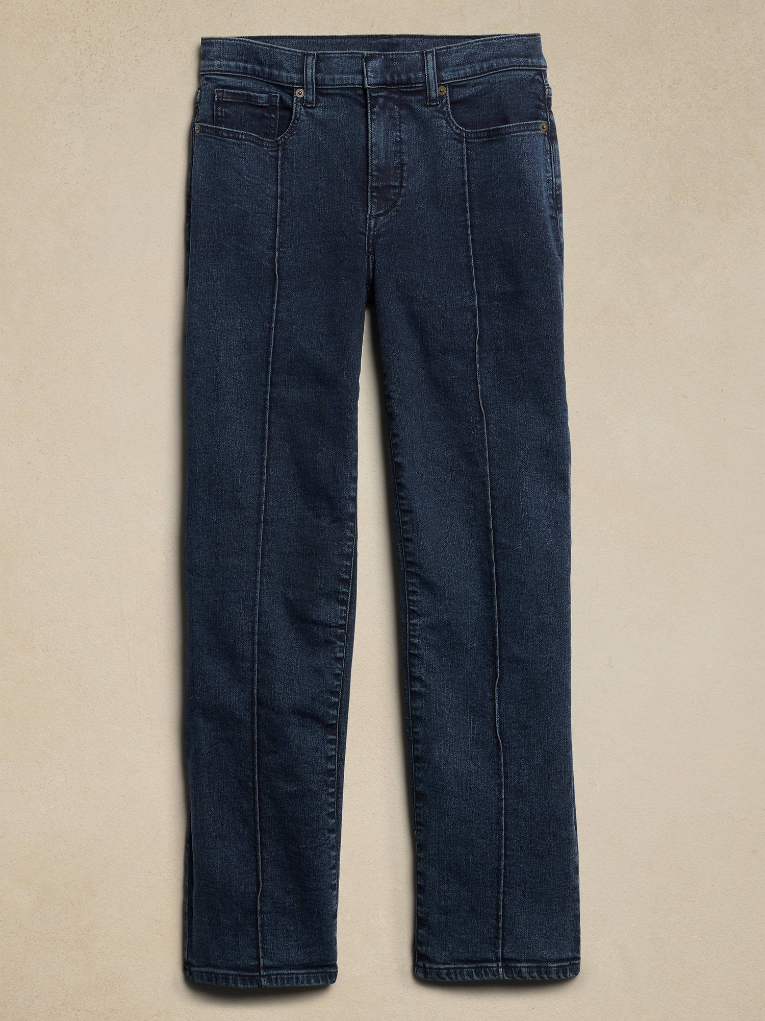 Mid-Rise Straight Pintuck Jean