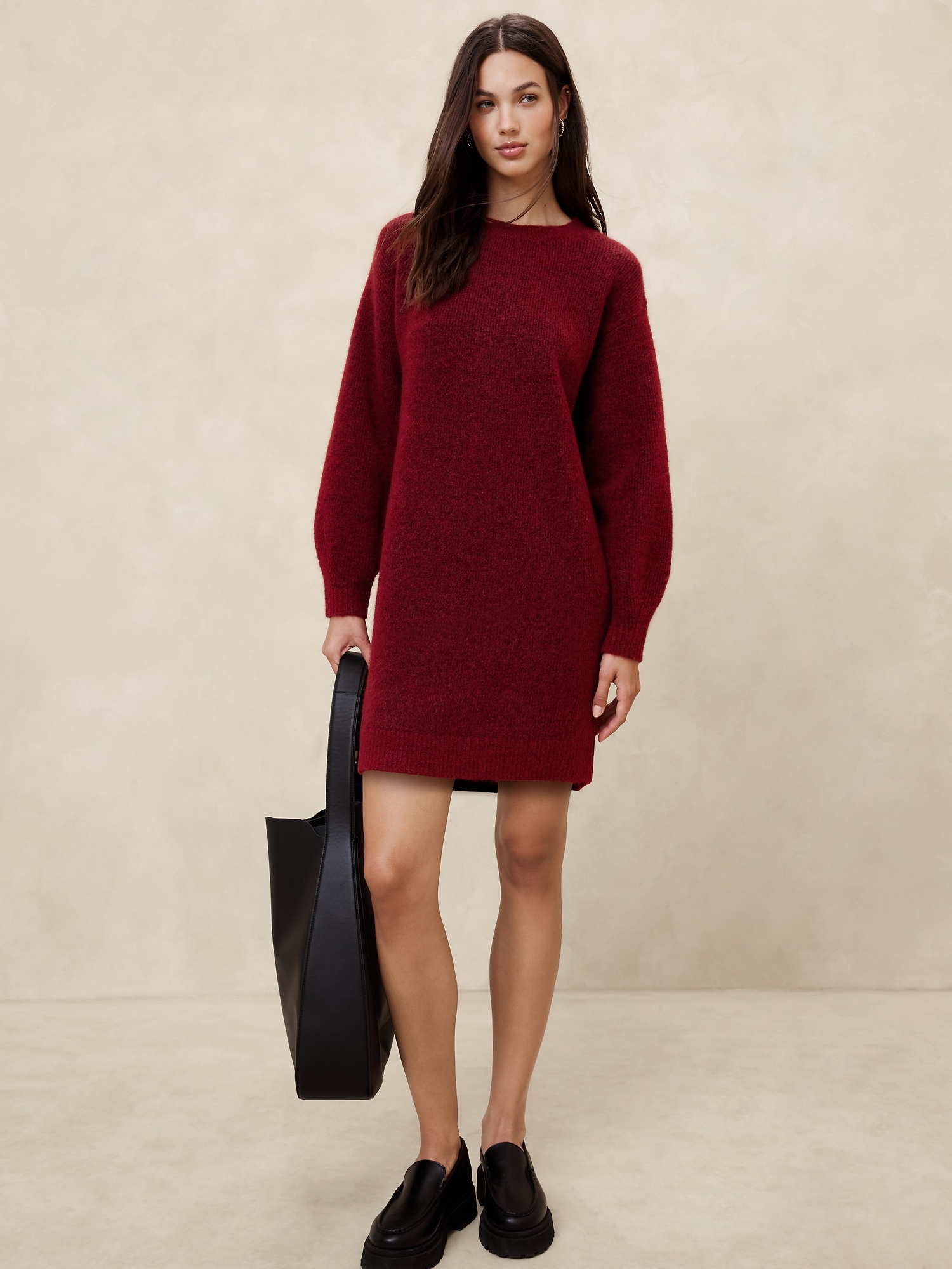 Cozy Mini Sweater Dress - Red