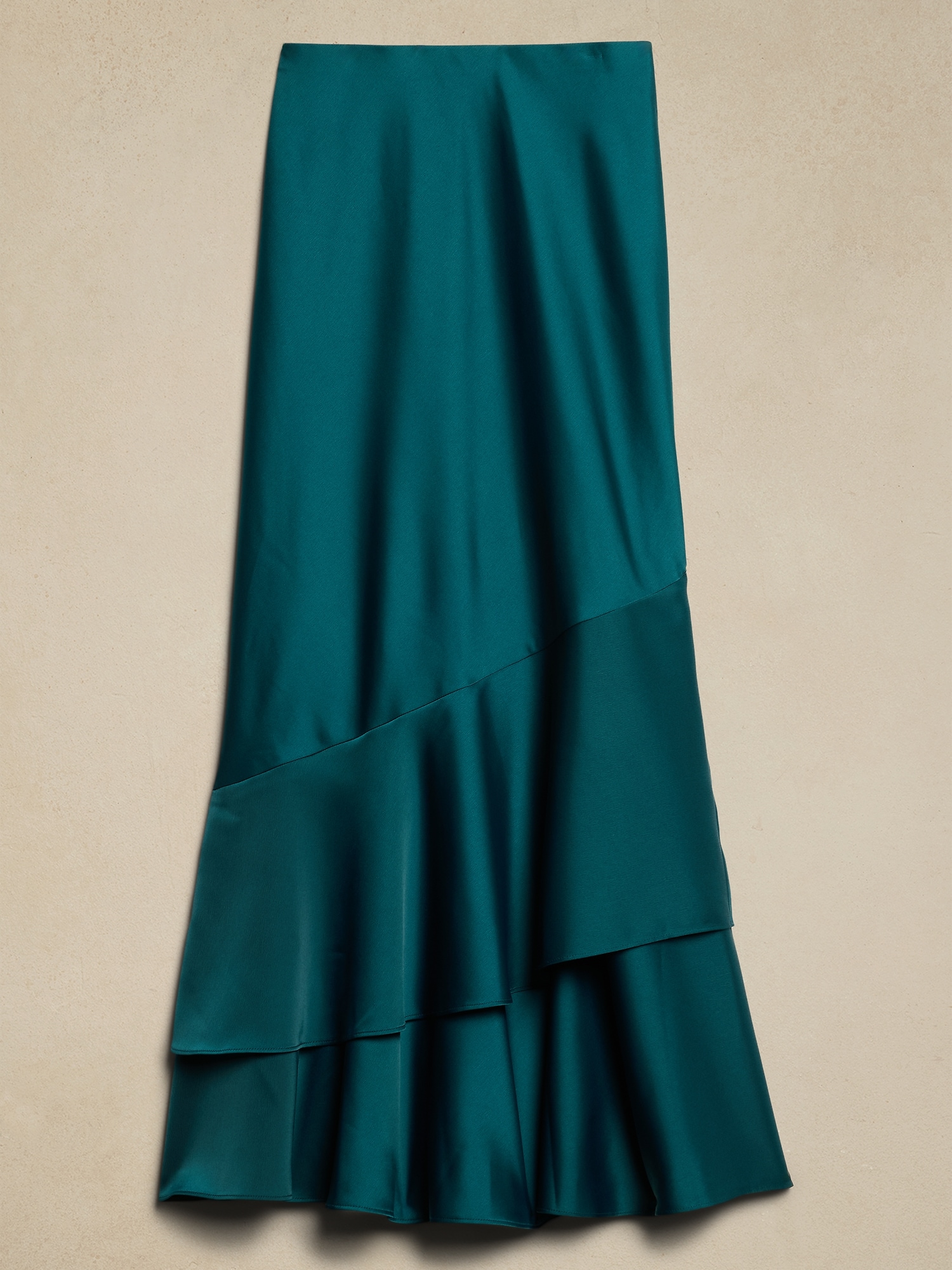 Satin Tiered Maxi Skirt