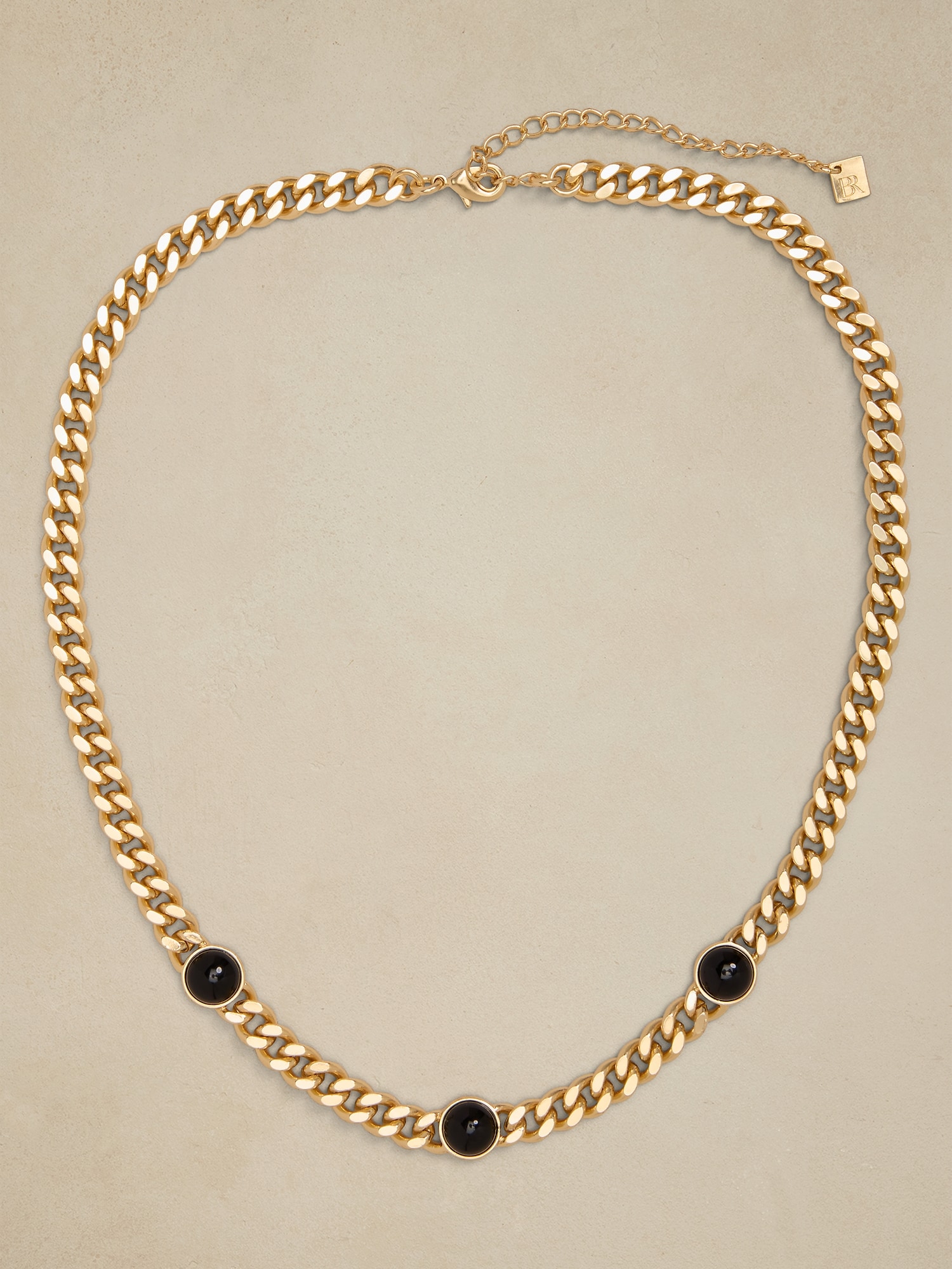 Three Stone Onyx Necklace