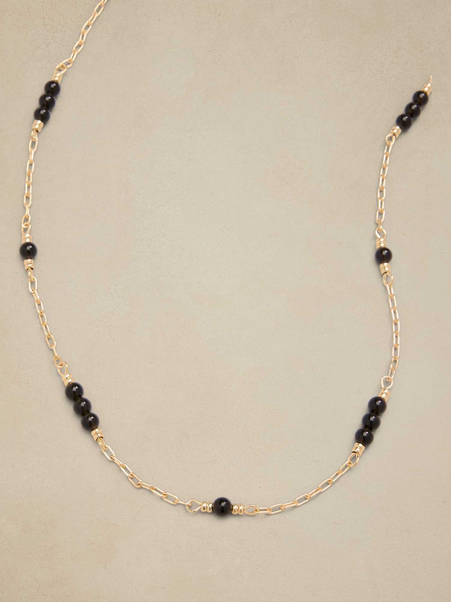 Onyx Beaded Chain Necklace