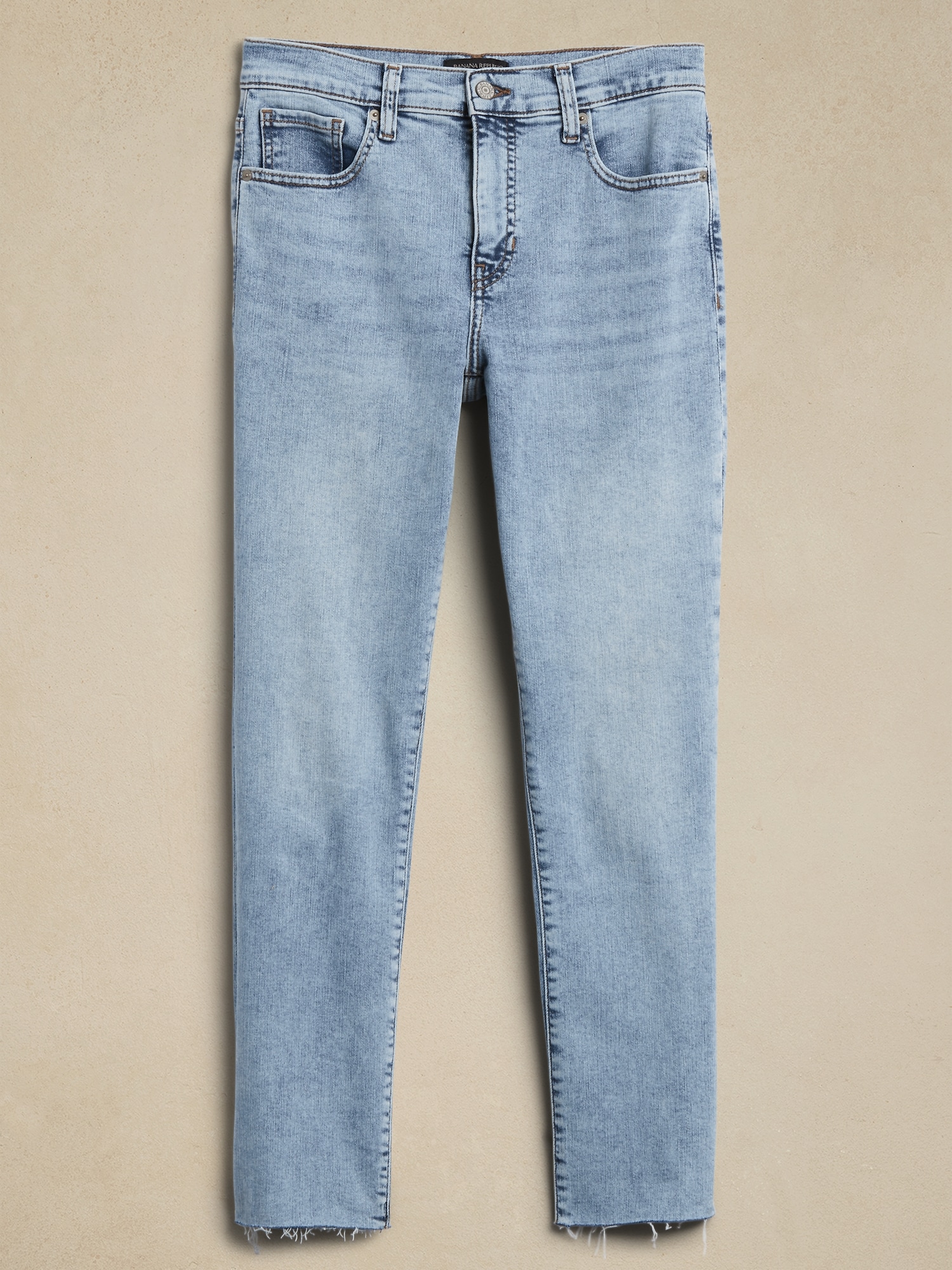 High-Rise Slim Raw Hem Jean