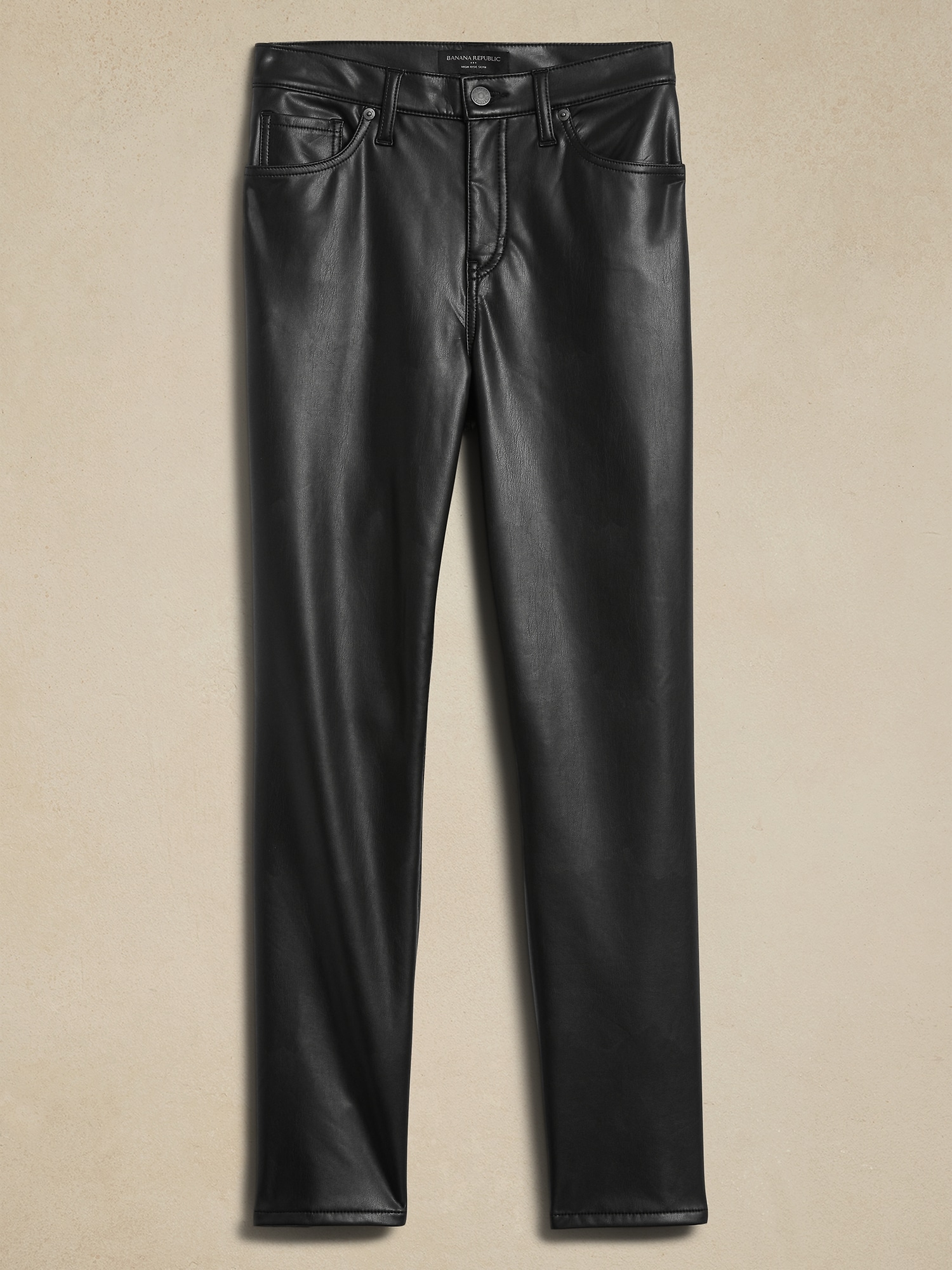 Vegan Leather High-Rise Slim Pant