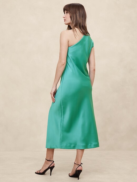 Satin One-Shoulder Midi Dress | Banana Republic Factory